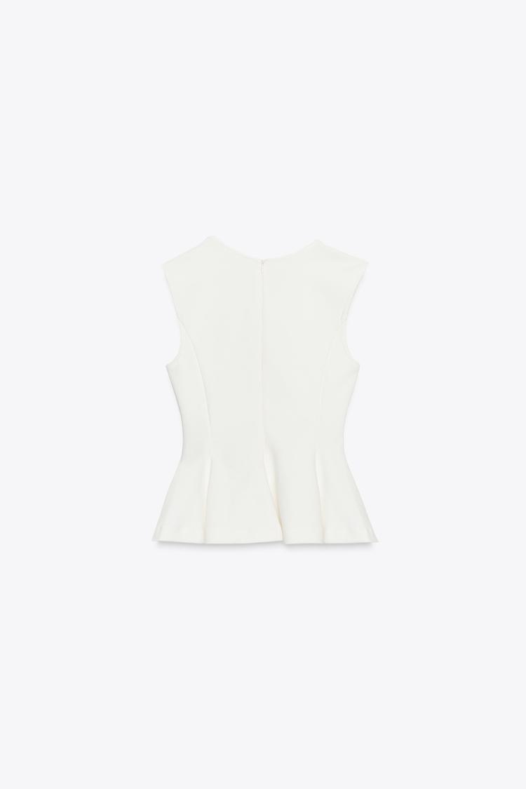 Sleeveless Interlock Peplum Top