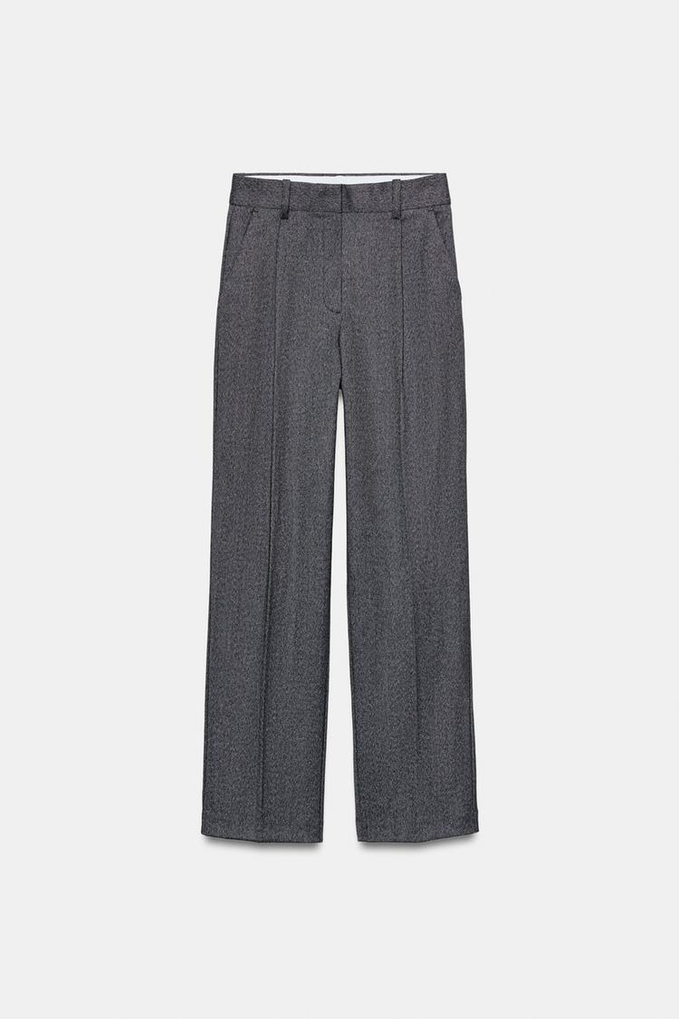HERRINGBONE STRAIGHT-LEG TROUSERS