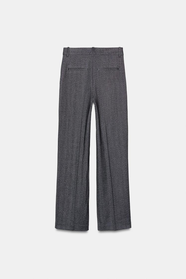 HERRINGBONE STRAIGHT-LEG TROUSERS