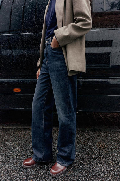 Zara Straight Full Length High Waist Jeans