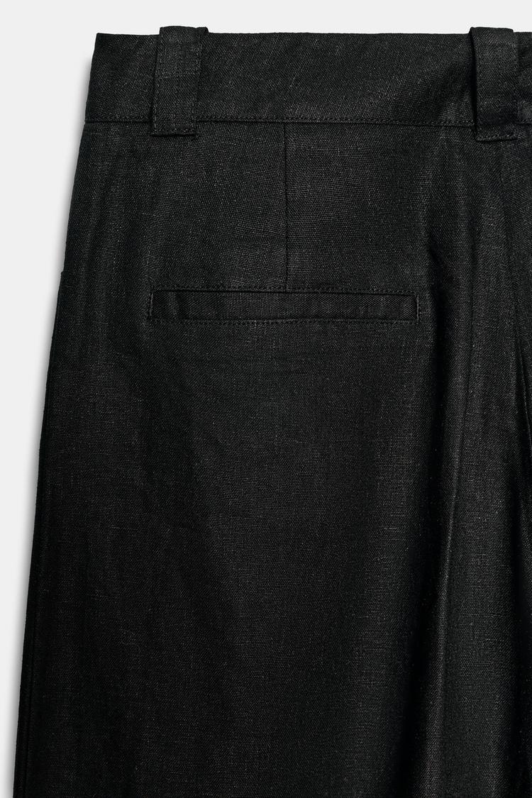 Linen Blend Wide Leg Trouser