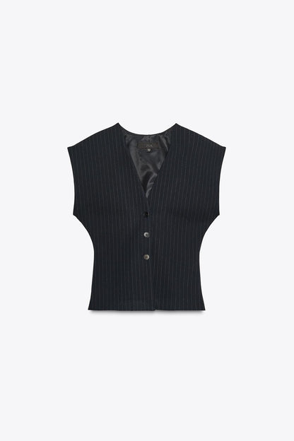 PINSTRIPE WAISTCOAT Navy
