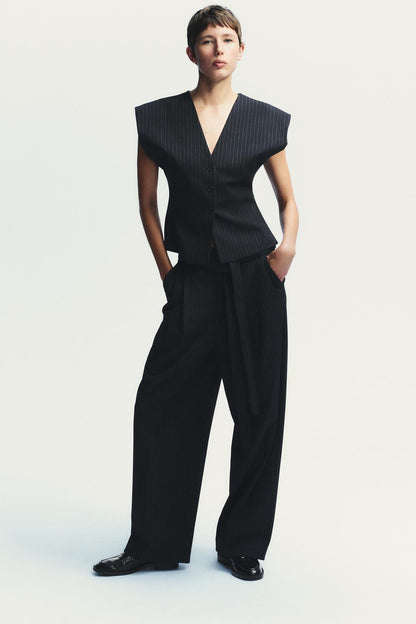 PINSTRIPE WAISTCOAT Navy