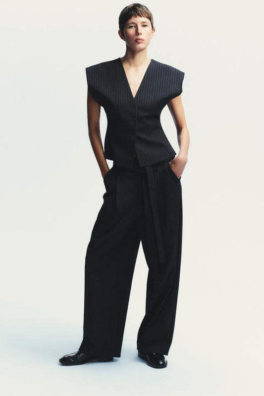 PINSTRIPE WAISTCOAT Navy