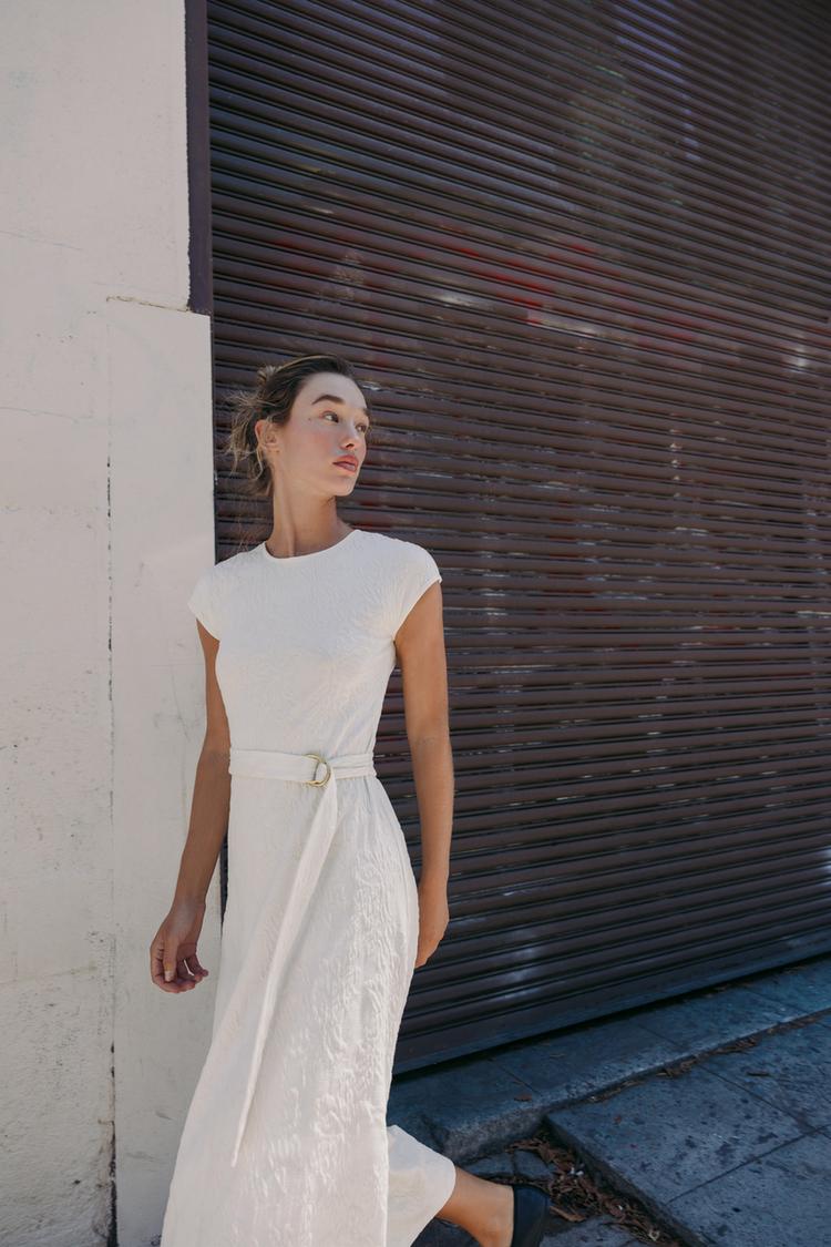 Zara Jacquard Dress With Belt