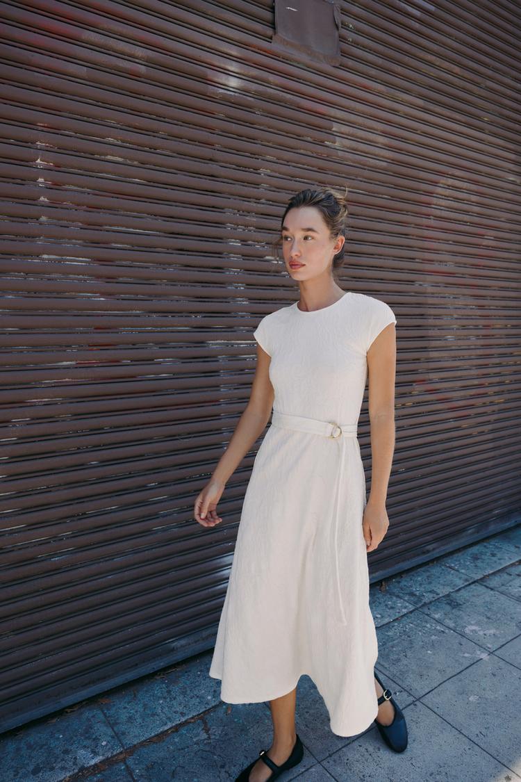 Zara Jacquard Dress With Belt