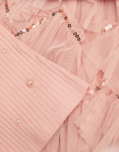 Embellished Long Sleeve Disco Set Pink