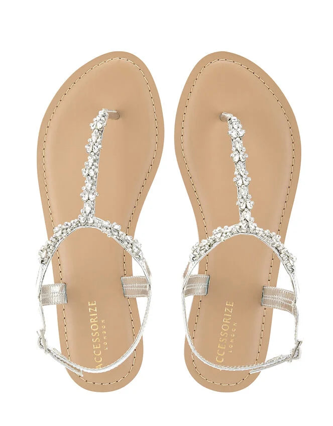 Reno Silver Embellished Sandals Silver
