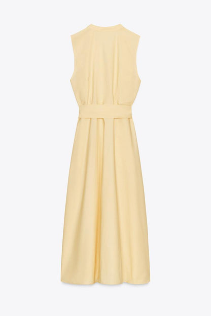 Zara Poplin Midi Belt Dress