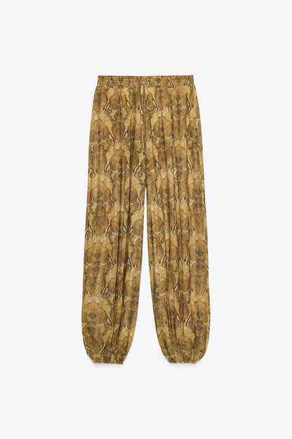 Zara Blouse With Ties And Balloon Printed Pant Set