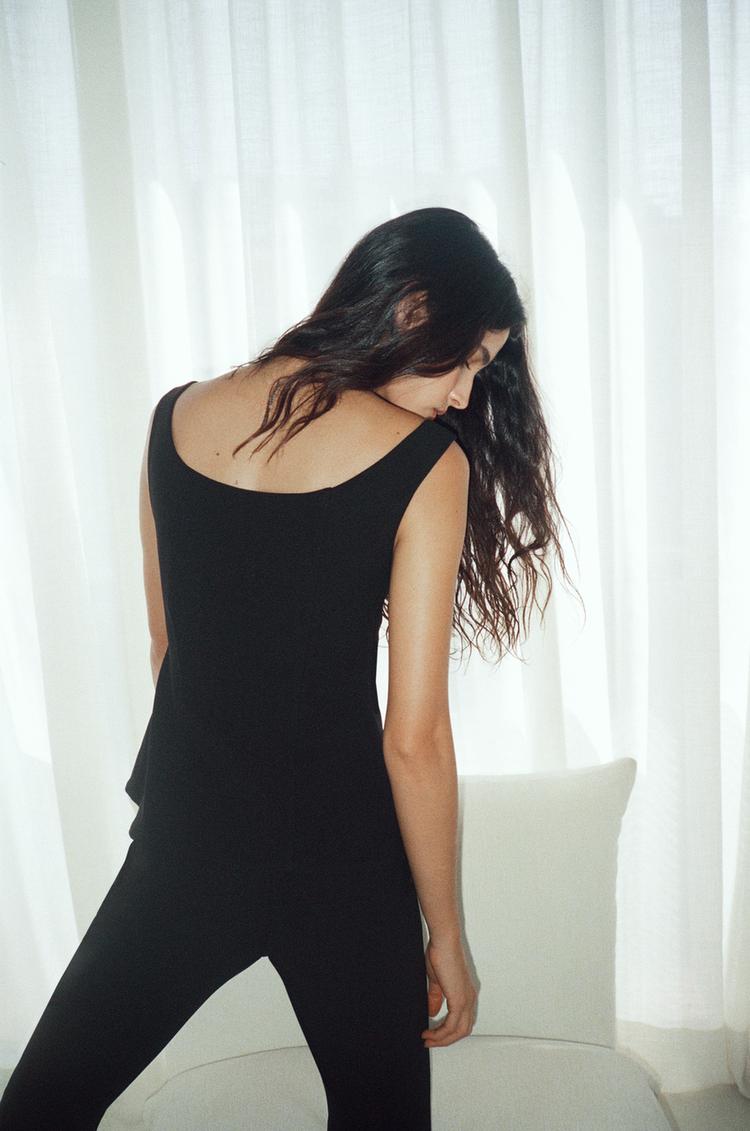 Zara Black Poplum Flare Top