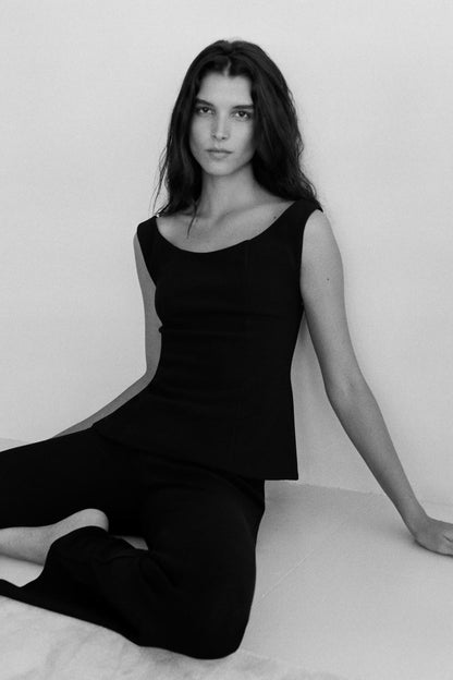 Zara Black Poplum Flare Top