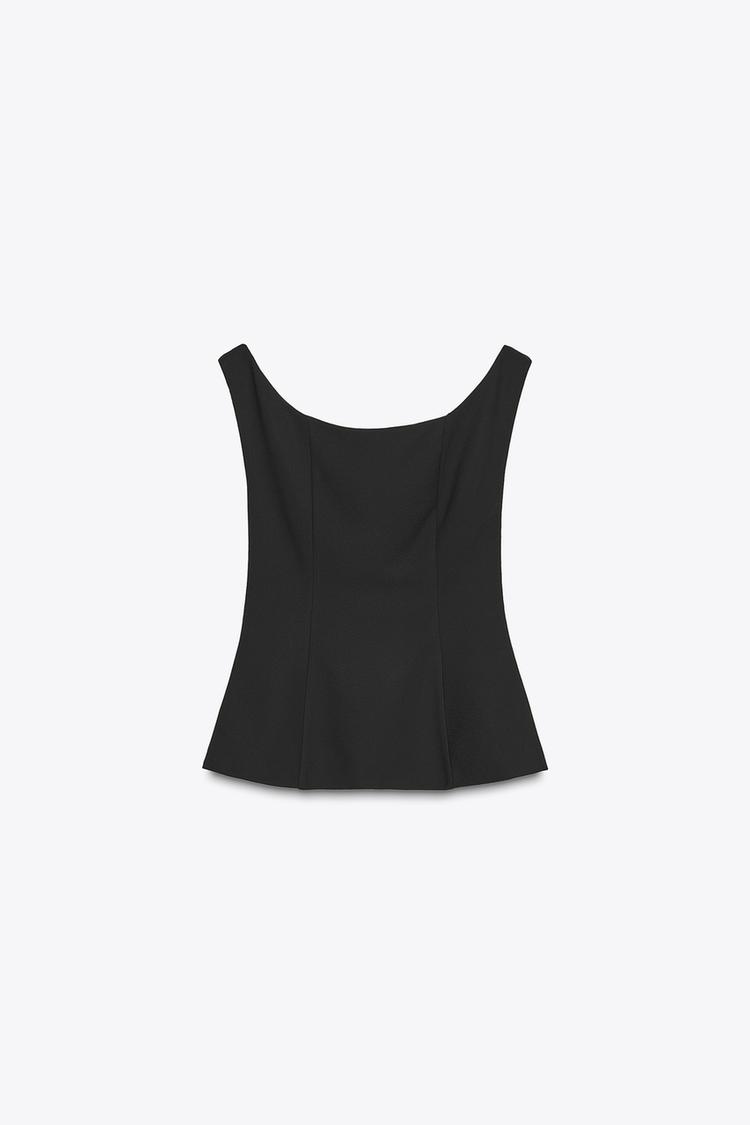 Zara Black Poplum Flare Top