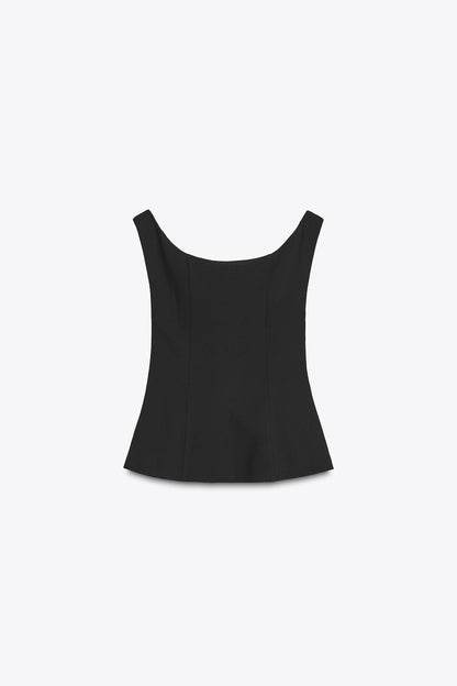 Zara Black Poplum Flare Top