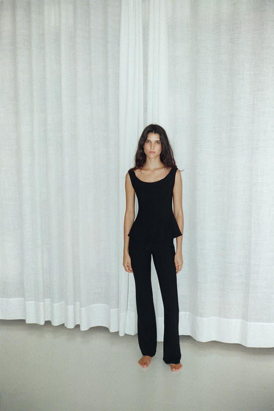 Zara Black Poplum Flare Top
