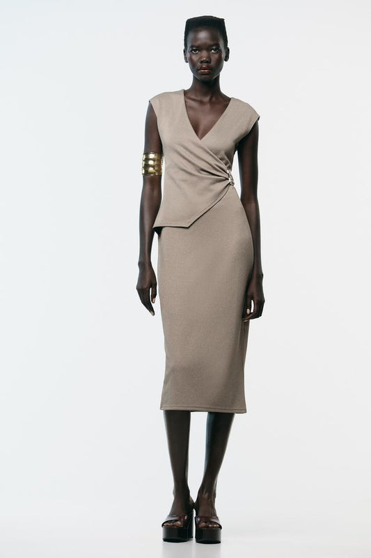 Zara Twill Wrap Dress