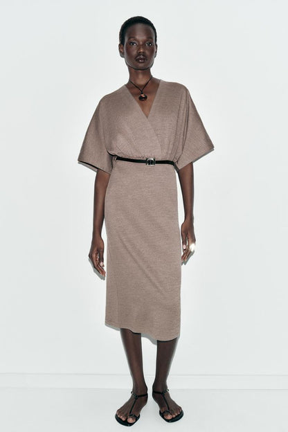 Light Brown Midi Dress