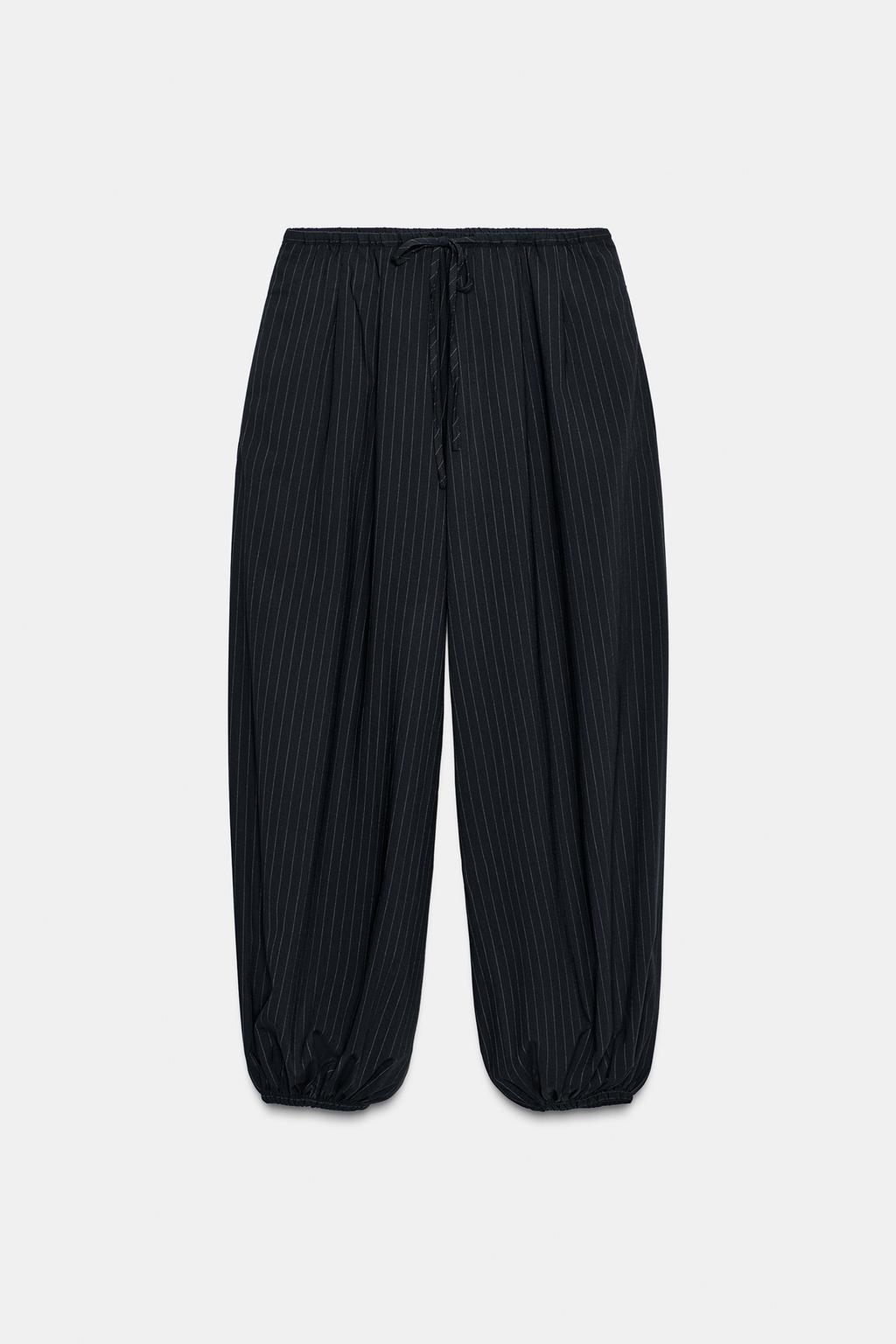 Navy Pinstripe Balloon Trouser