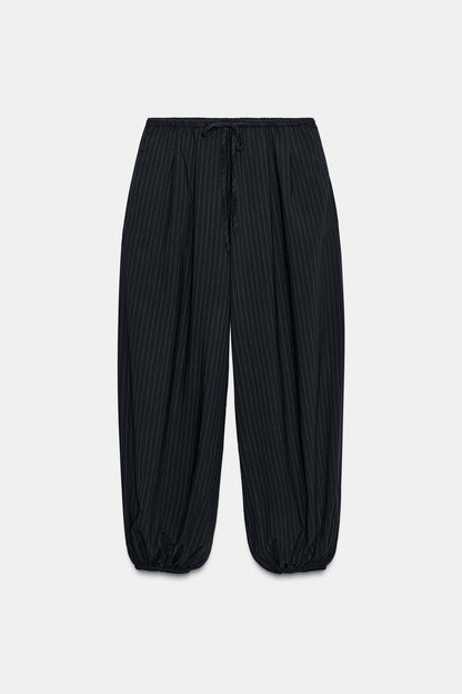 Navy Pinstripe Balloon Trouser