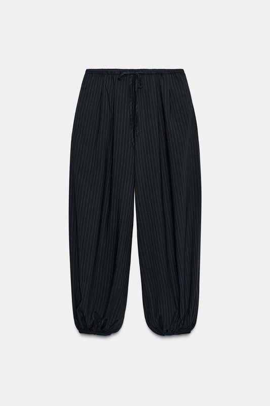 Navy Pinstripe Balloon Trouser