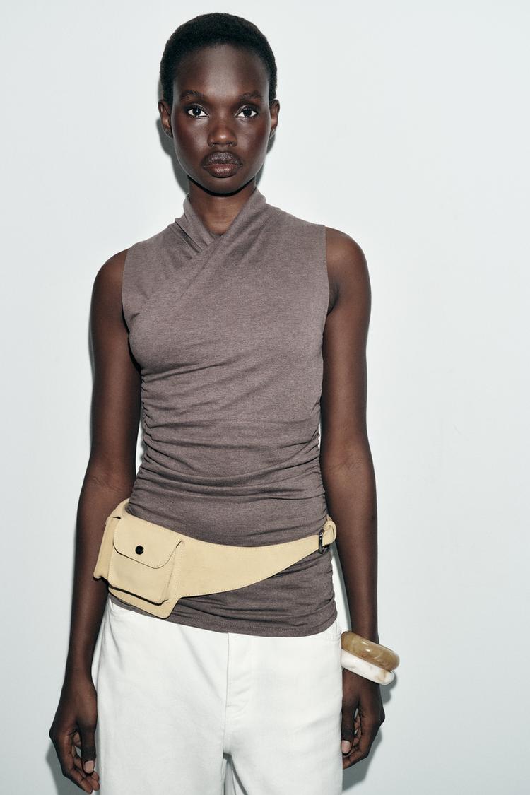 Gathered Draped Sleeveless Top
