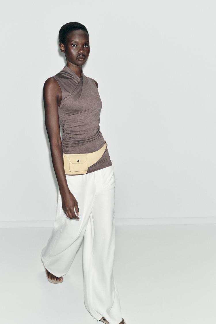 Gathered Draped Sleeveless Top
