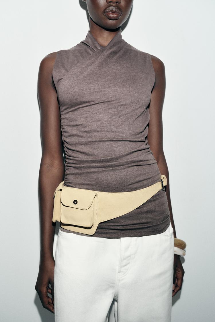 Gathered Draped Sleeveless Top