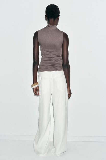 Gathered Draped Sleeveless Top
