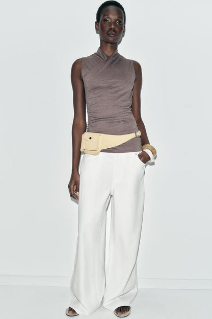 Gathered Draped Sleeveless Top