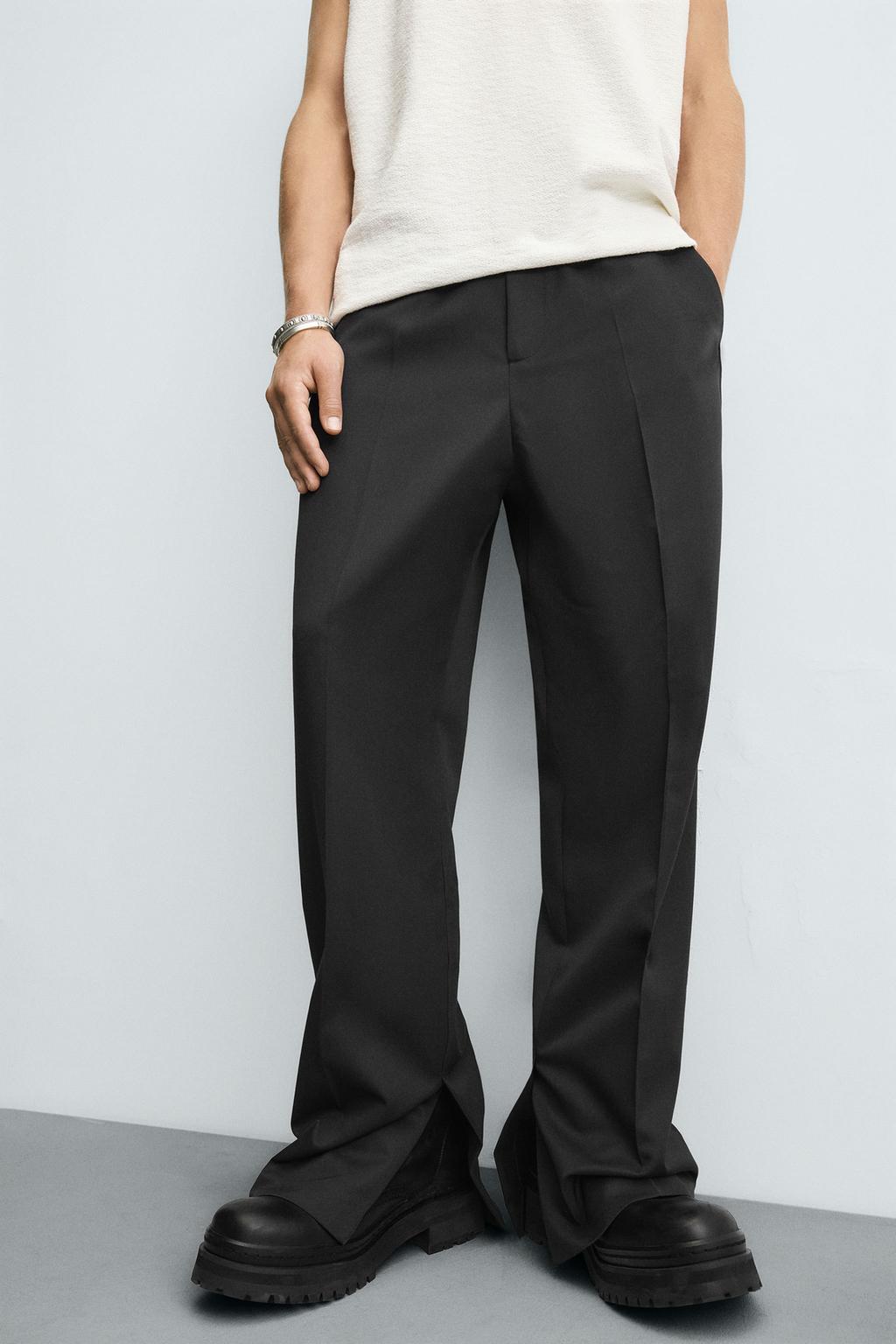 Men Fashion Straight Fit Slits Trouser