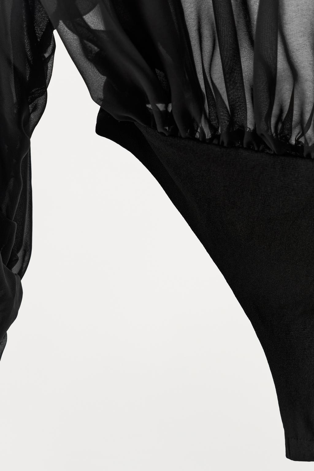 Black Sheer Mesh Long Sleeve Bodysuit