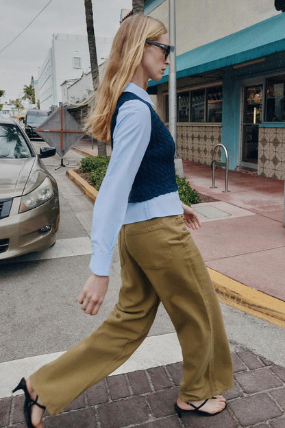 High Waist Wide Leg Belted Jeans
