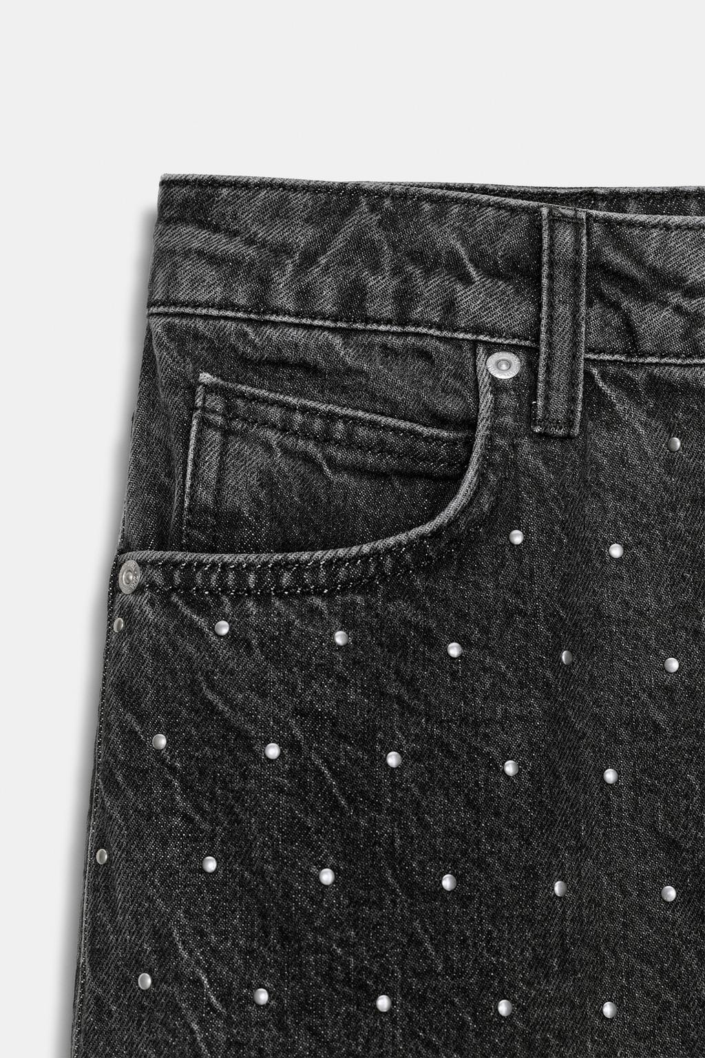Z1975 LOOSE STRAIGHT HIGH-WAIST SHINY JEANS Black