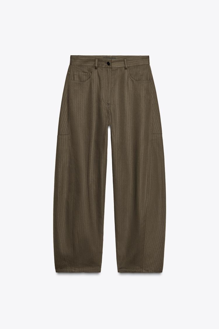 Zara Herringbone Wide Leg Trouser