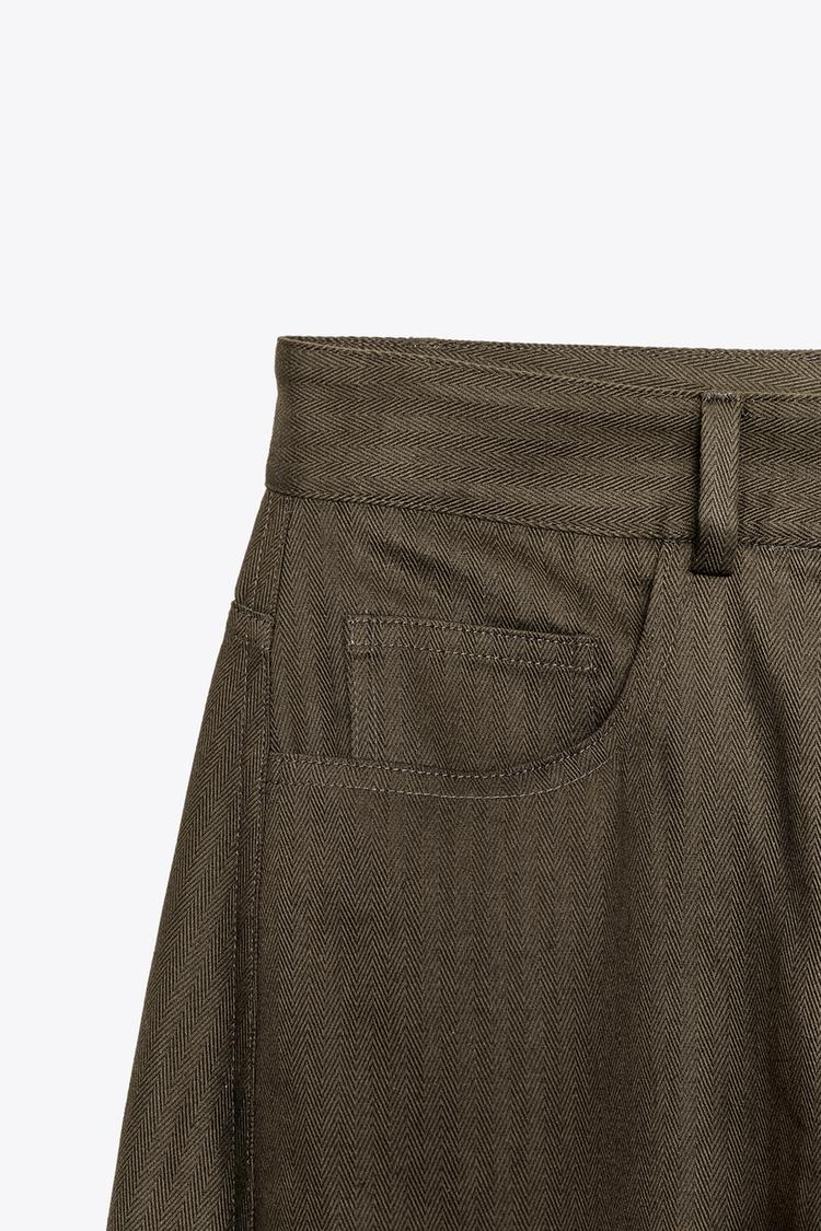 Zara Herringbone Wide Leg Trouser