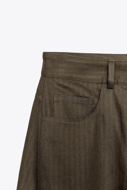 Zara Herringbone Wide Leg Trouser