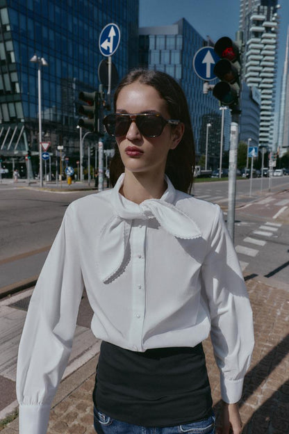 Zara Poplin Bow Shirt