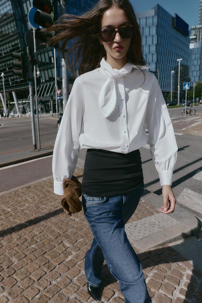 Zara Poplin Bow Shirt