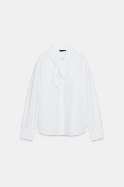 Zara Poplin Bow Shirt
