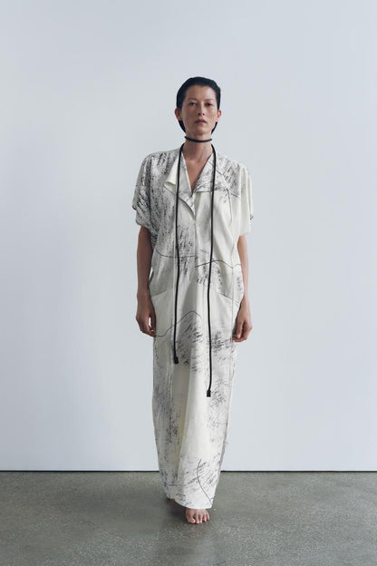 Zara Printed Midi Kaftan Dress