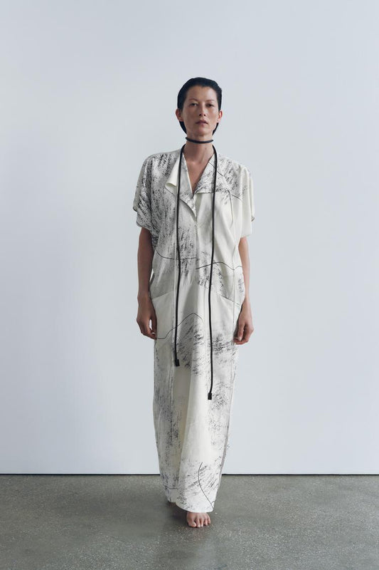 Zara Printed Midi Kaftan Dress