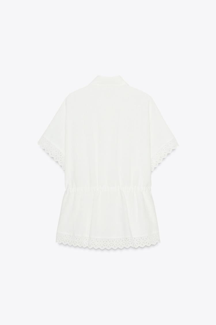 Ramie Shirt With Lace Trim