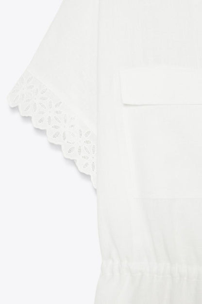 Ramie Shirt With Lace Trim