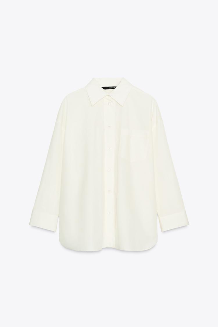 Oversized Shirt With a Lapel Collar And Long Sleeve Pleated Cuff