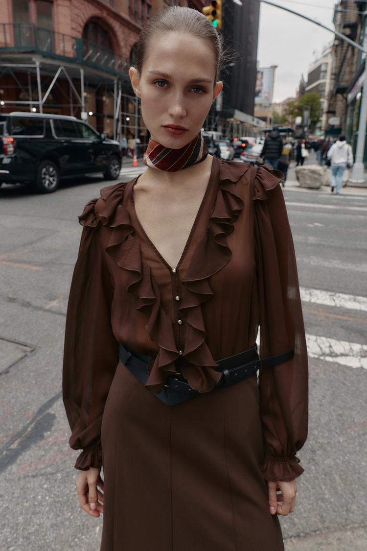 Zara Midi Dress With Constrasting Belt