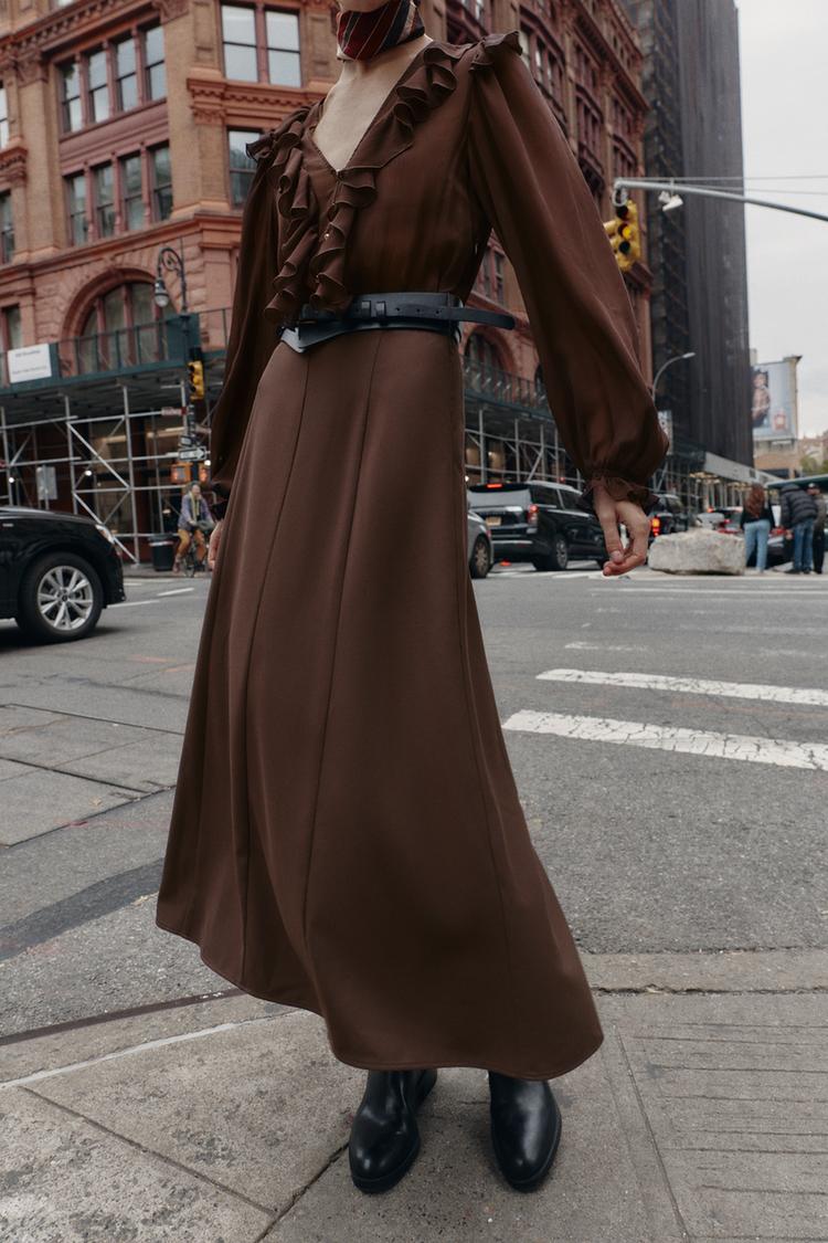 Zara Midi Dress With Constrasting Belt