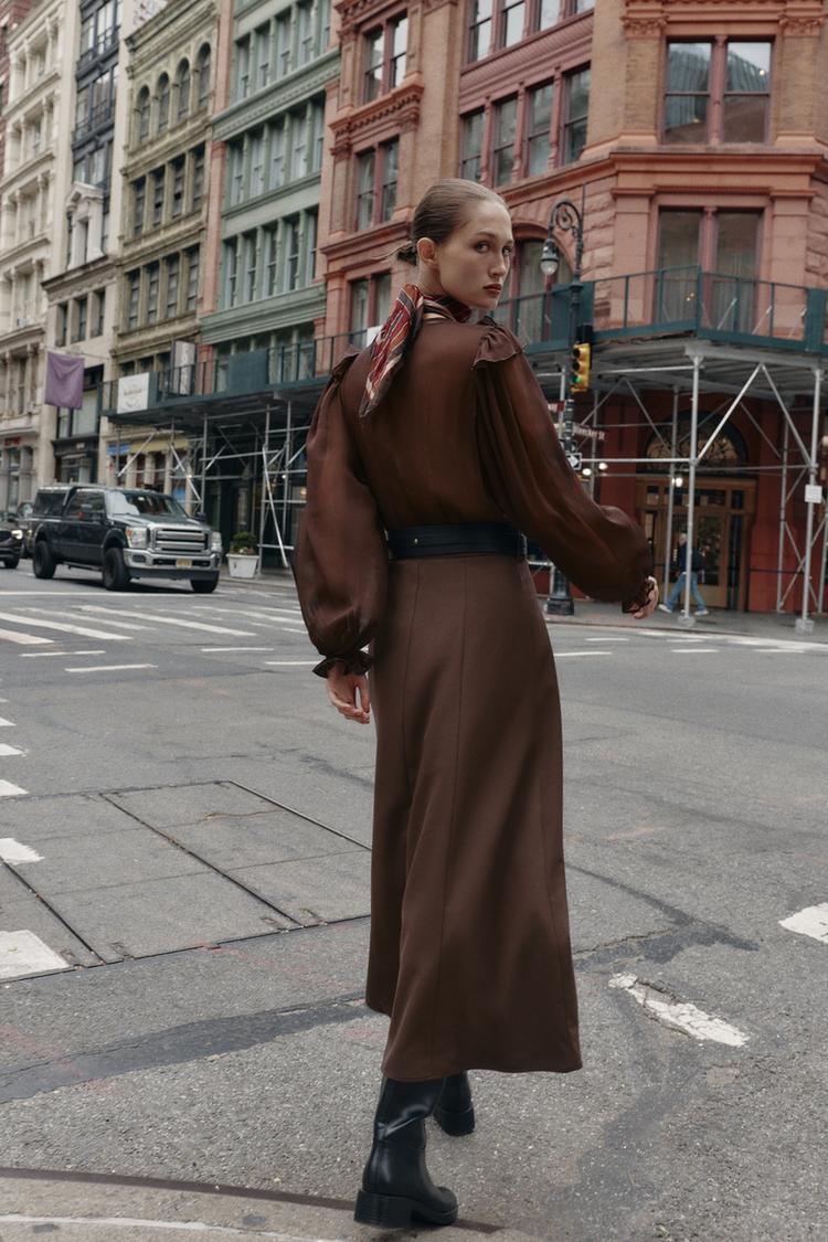 Zara Midi Dress With Constrasting Belt
