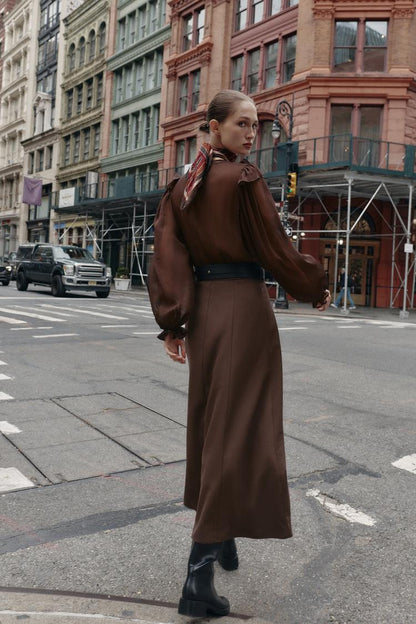 Zara Midi Dress With Constrasting Belt