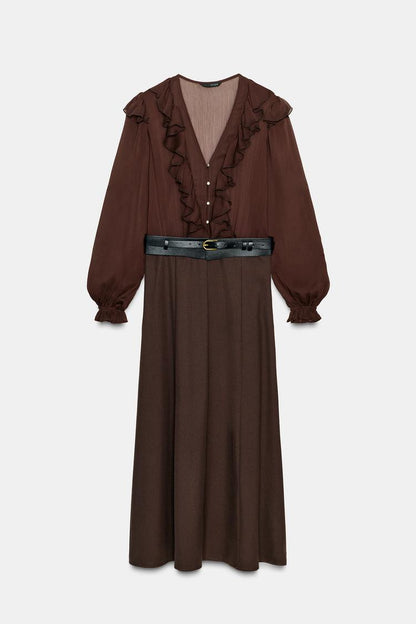 Zara Midi Dress With Constrasting Belt