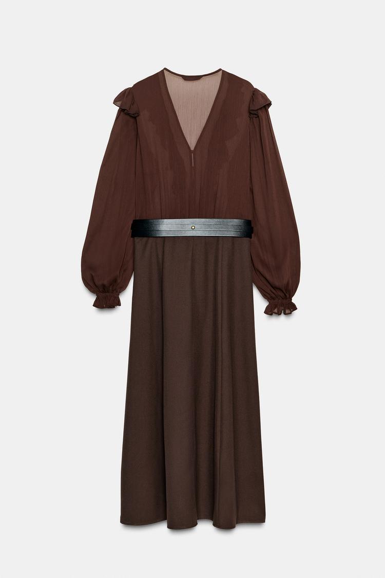 Zara Midi Dress With Constrasting Belt